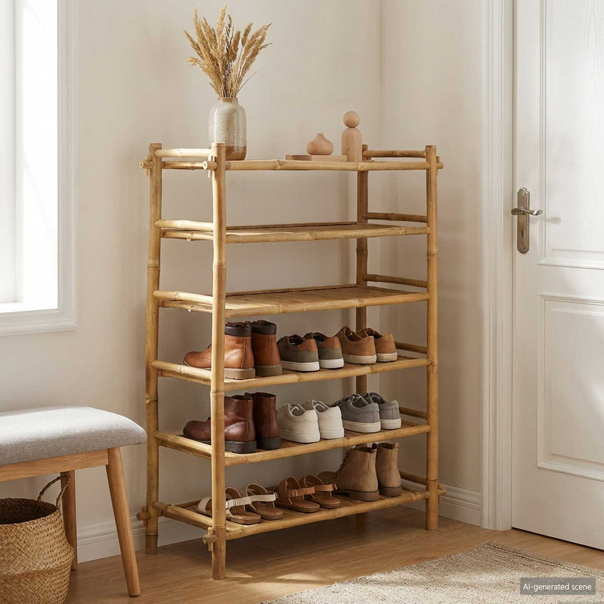 Kenkäteline Hyllyllä Luonnollinen Bambu