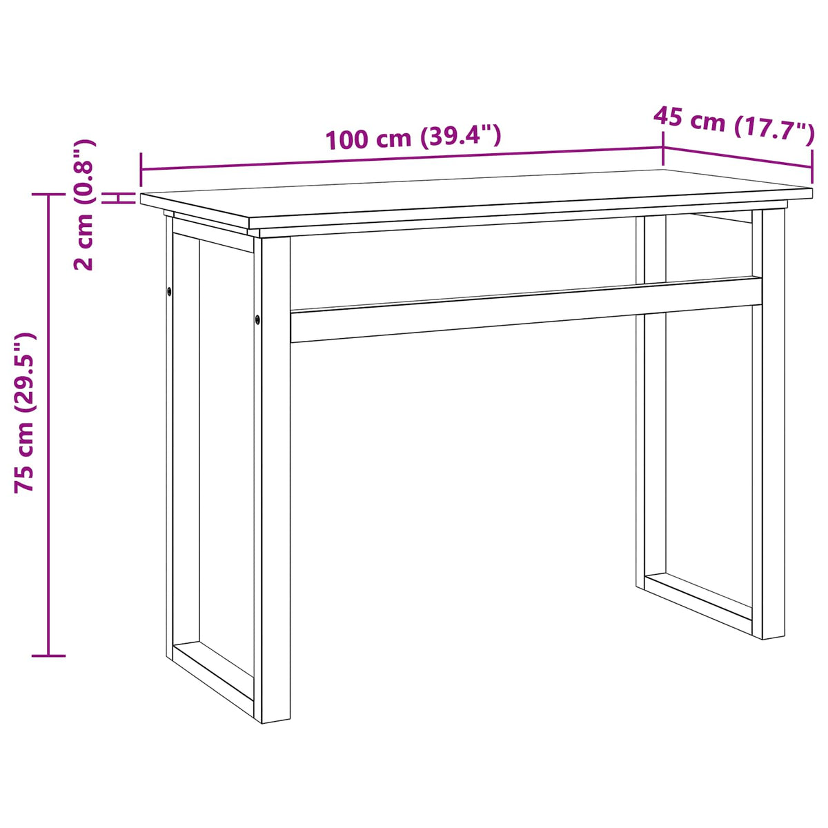 Pöytä Luonnollinen Tiikkipuu 100 X 45 X 75Cm