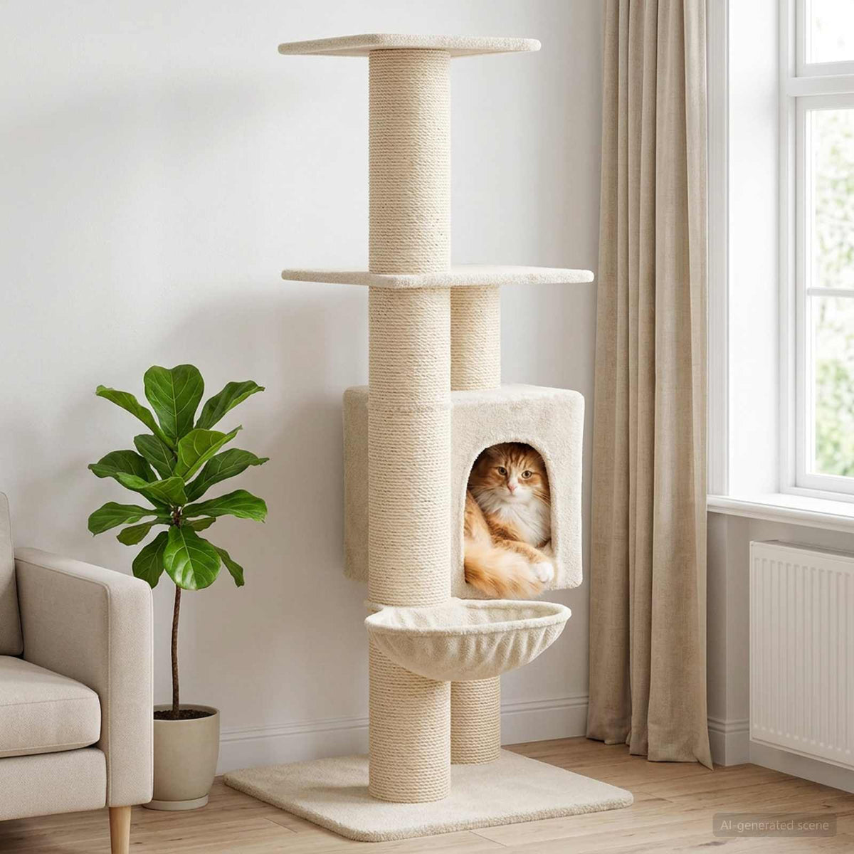 Kissanpuu Sisaliraapimispuilla 137 Cm