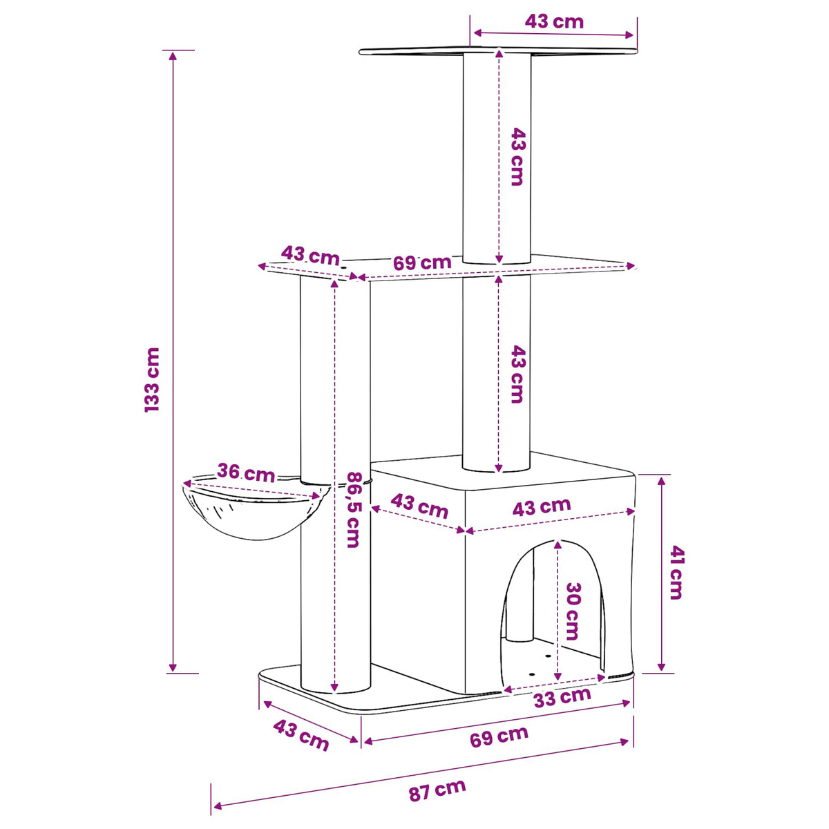 Kissanpuu Sisaliraapimispuilla 133 Cm