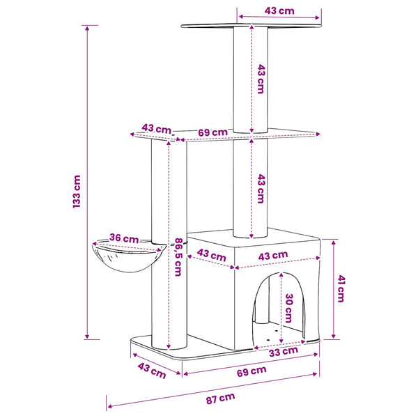 Kissanpuu Sisaliraapimispuilla 133 Cm