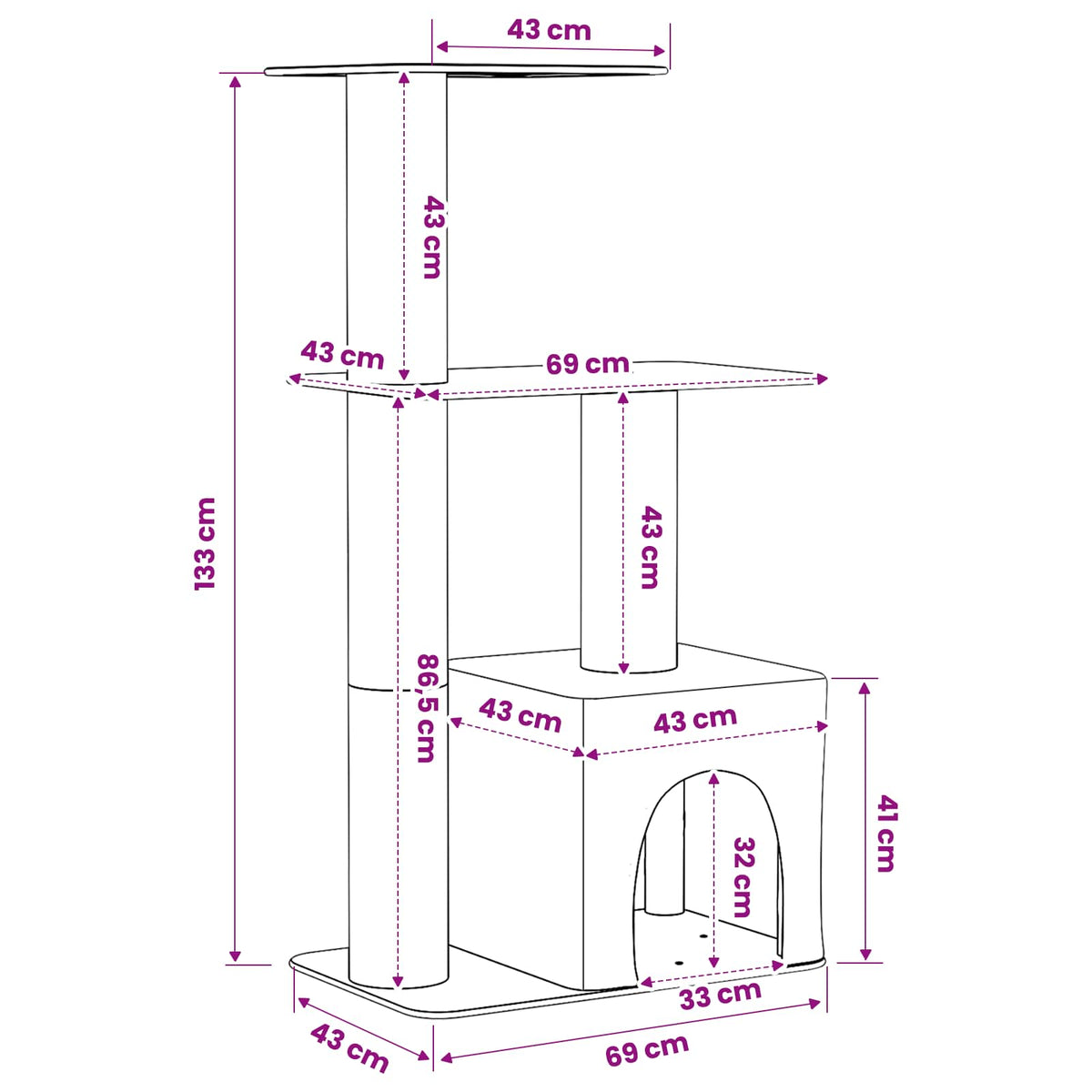 Kissanpuu Sisaliraapimispuilla 133 Cm