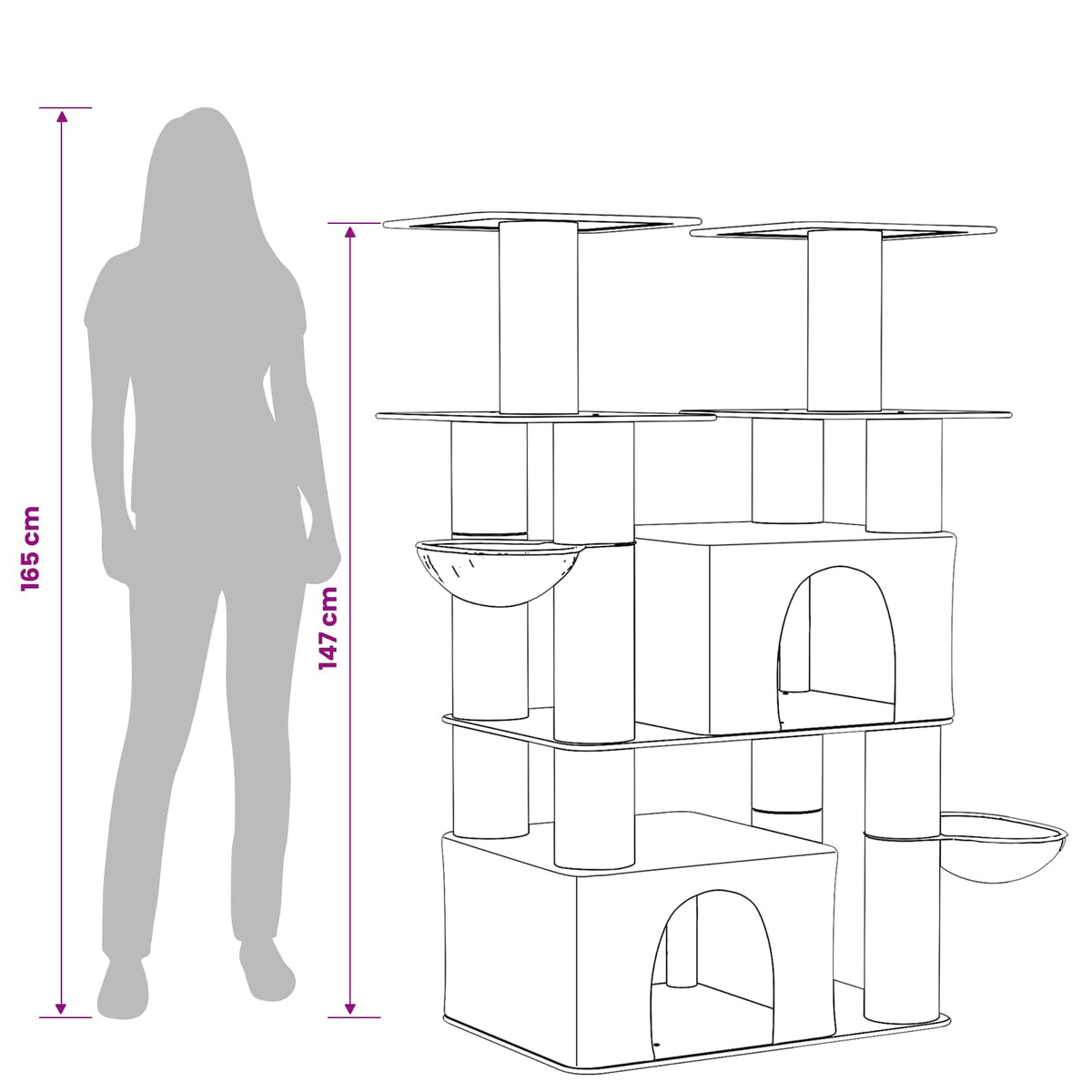Kissanpuu Sisaliraapimispuilla 2 Kpl 147 Cm
