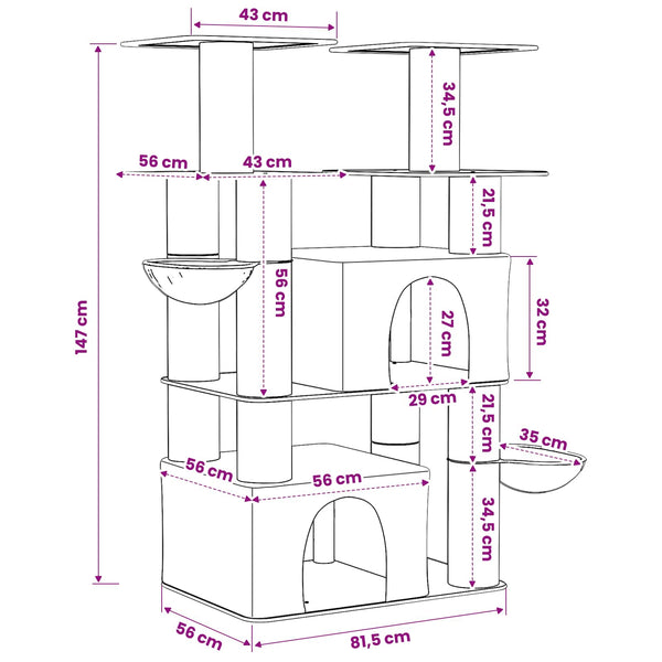 Kissanpuu Sisaliraapimispuilla 2 Kpl 147 Cm