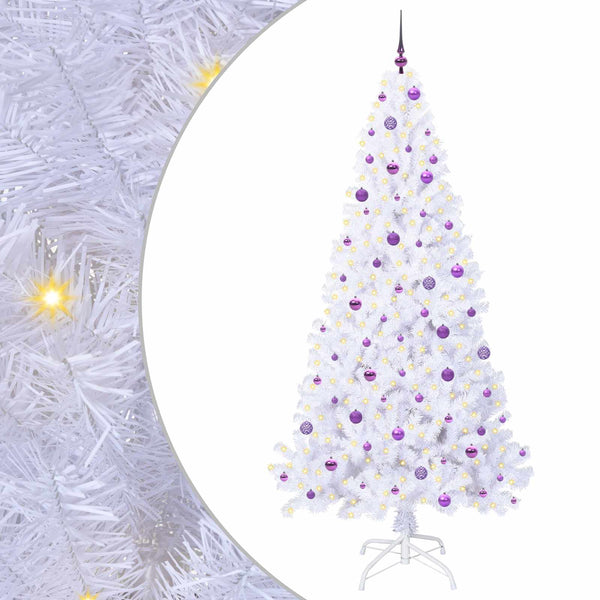 Tekojoulukuusi 300 Led-Valoilla Valkoinen Pvc Ja Teräs