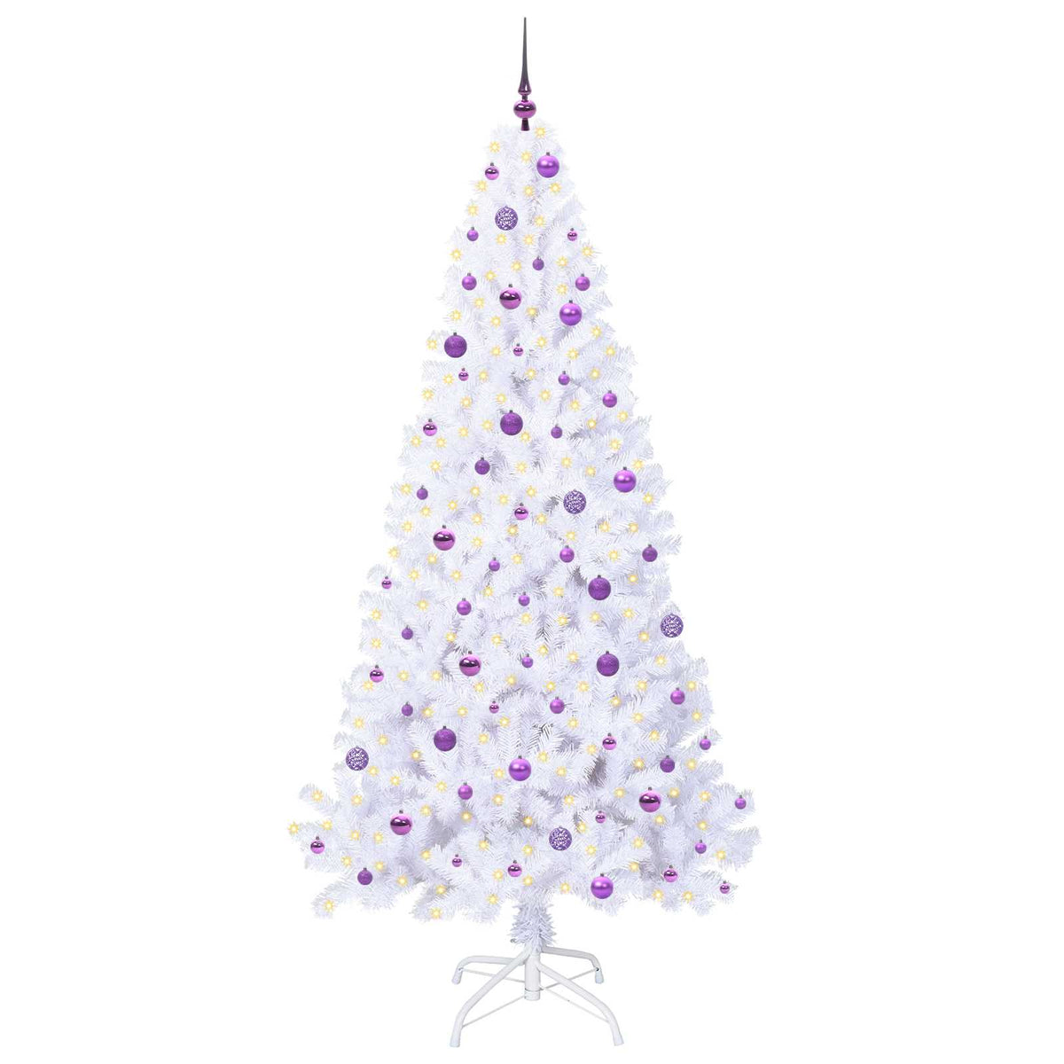 Tekojoulukuusi 300 Led-Valoilla Valkoinen Pvc Ja Teräs