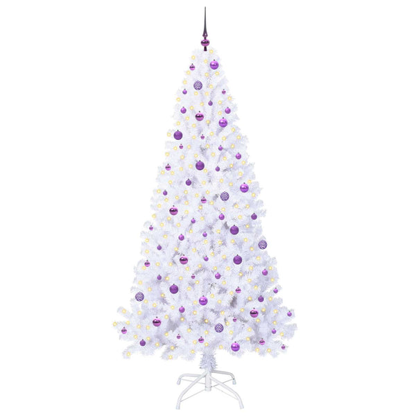 Tekojoulukuusi 300 Led-Valoilla Valkoinen Pvc Ja Teräs
