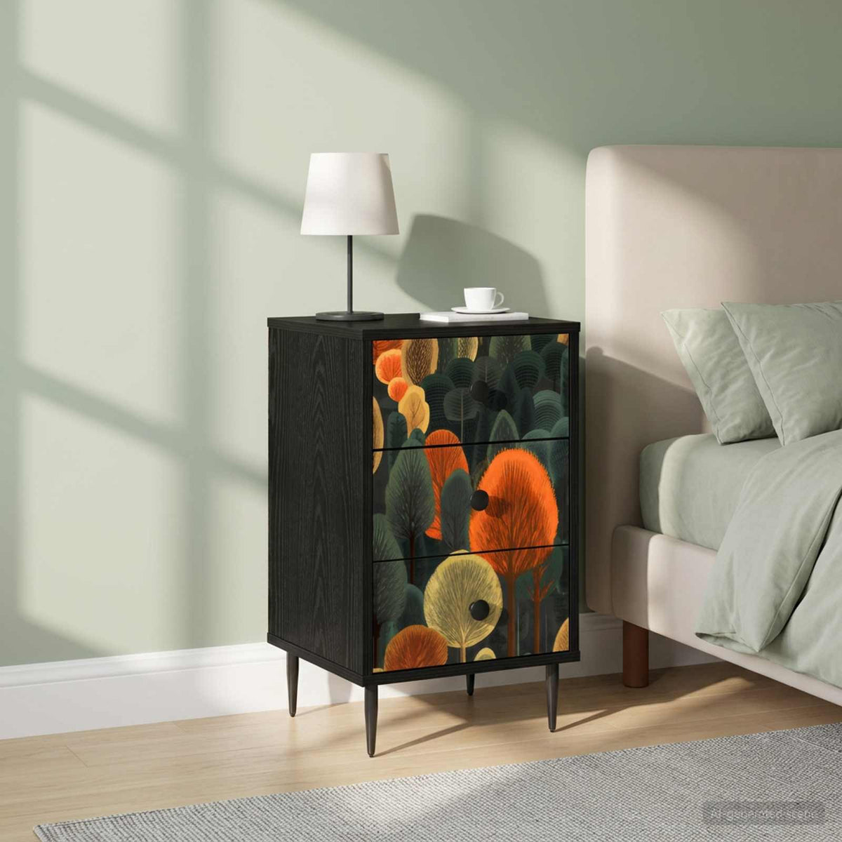 Yöpöytäkaappi Dokkum 2 Kpl Musta Tammi 36 X 33 X 61 Cm