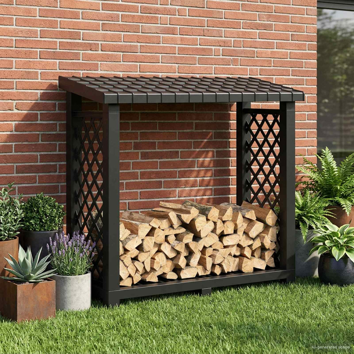Polttopuuhylly 114 X 46 X 101 Cm Pp Antrasiitti