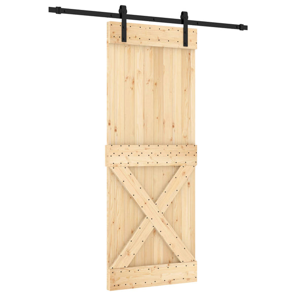 Liukuovi 80 X 210 Cm Massiivinen Mänty (Käsittelemätön)