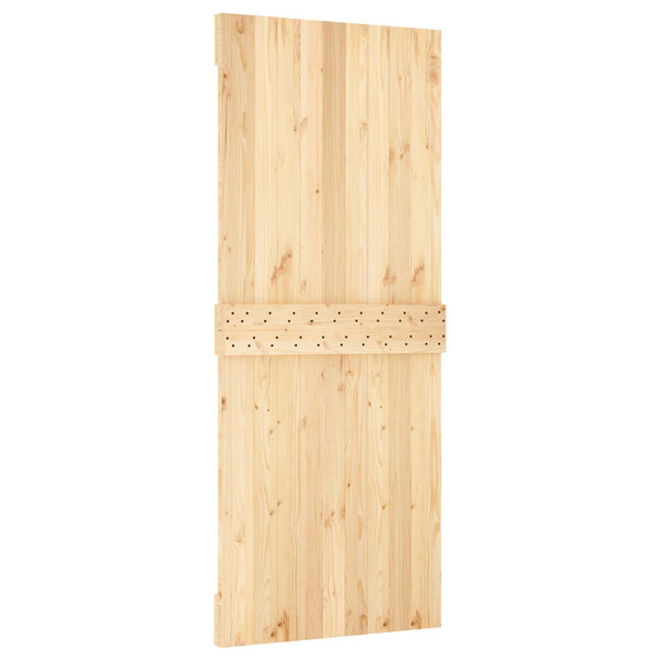 Liukuovi Luonnollinen Ja Musta 85 X 210 Cm Massiivinen Mänty