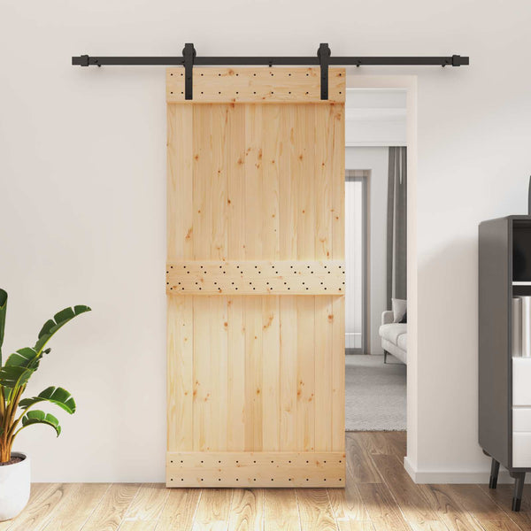 Liukuovi 90 X 210 Cm Massiivinen Mänty (Käsittelemätön)