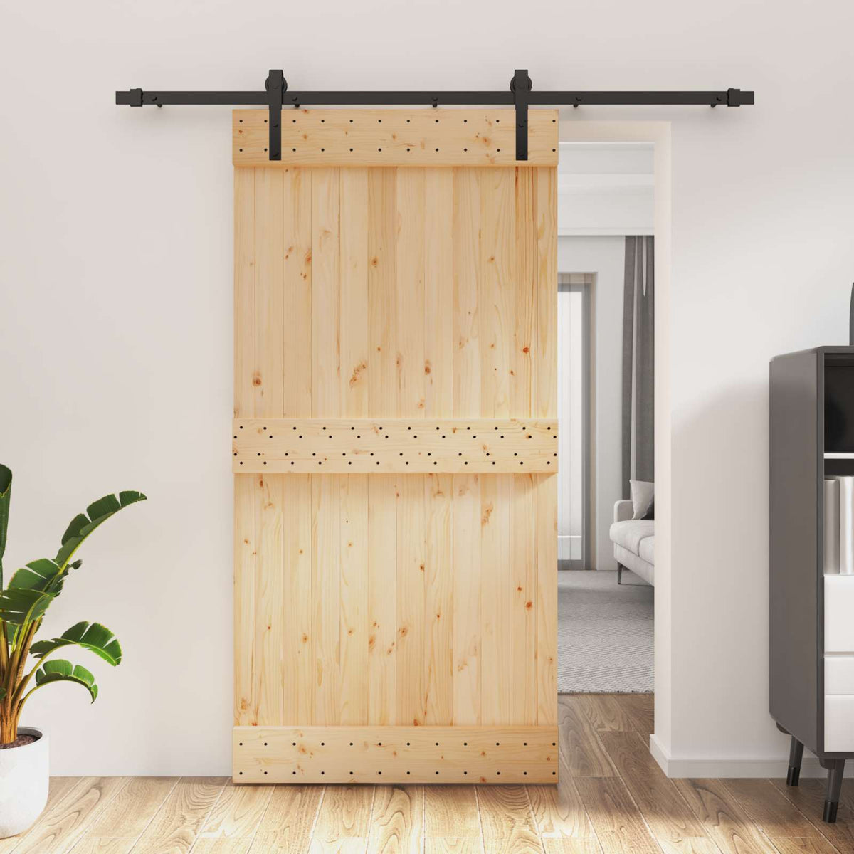 Liukuovi 100 X 210 Cm Massiivinen Mänty (Käsittelemätön)