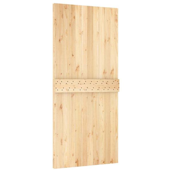 Liukuovi Luonnollinen Ja Musta 95 X 210 Cm Massiivinen Mänty