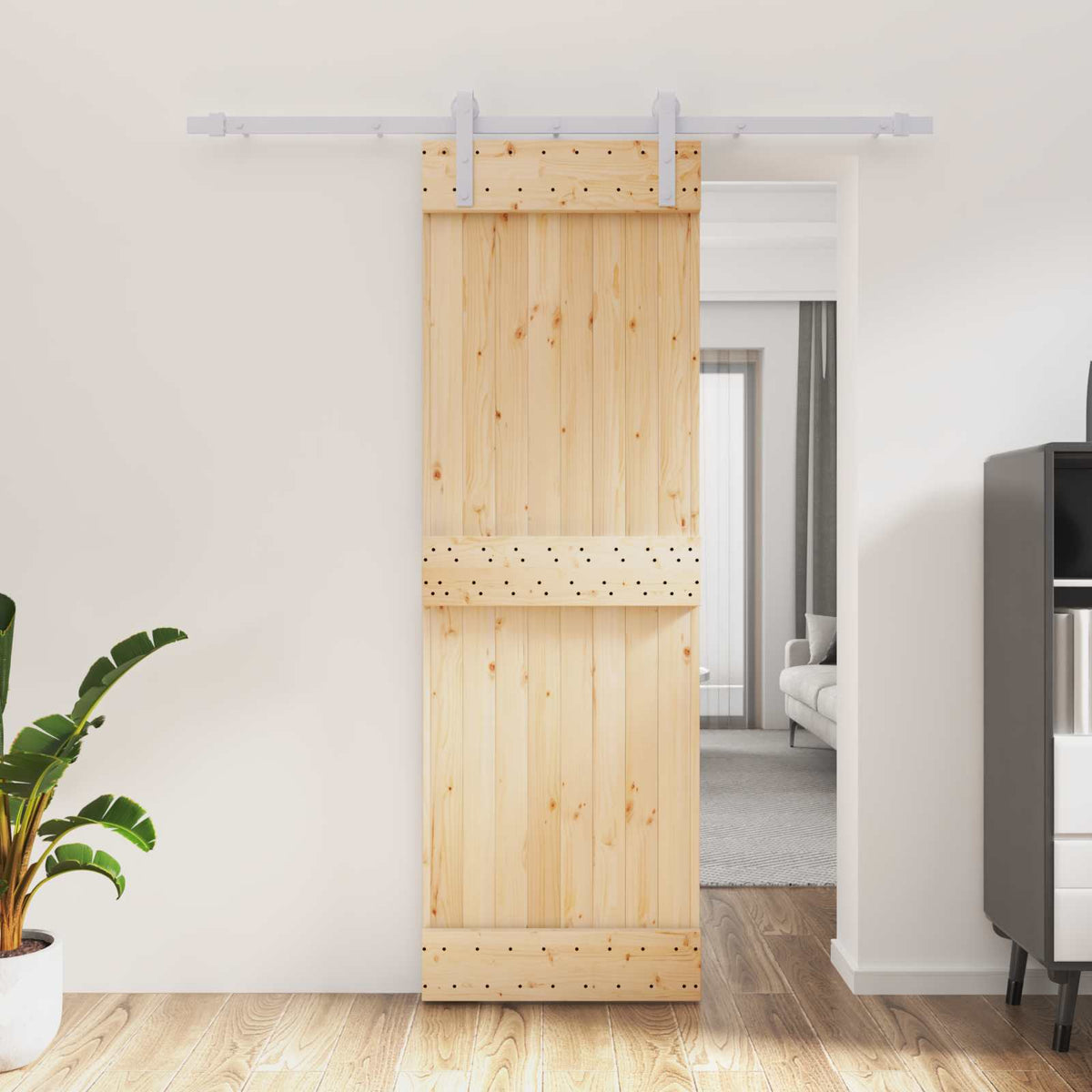 Liukuovi 70 X 210 Cm Massiivinen Mänty (Käsittelemätön)