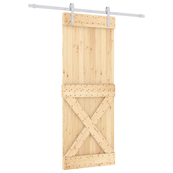 Liukuovi 80 X 210 Cm Massiivinen Mänty (Käsittelemätön)