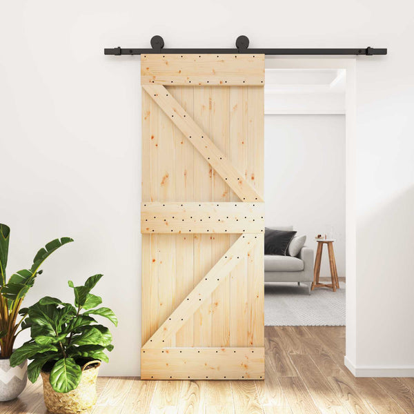 Liukuovi 70 X 210 Cm Massiivinen Mänty (Käsittelemätön)