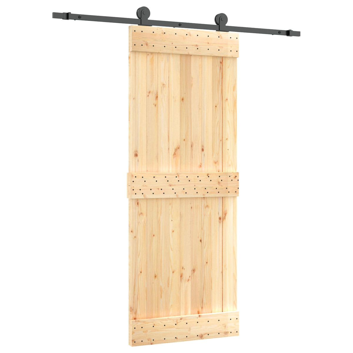 Liukuovi Luonnollinen Ja Musta 80 X 210 Cm Massiivinen Mänty
