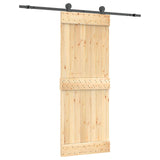 Liukuovi Luonnollinen Ja Musta 80 X 210 Cm Massiivinen Mänty