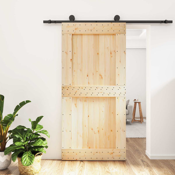 Liukuovi 100 X 210 Cm Massiivinen Mänty (Käsittelemätön)