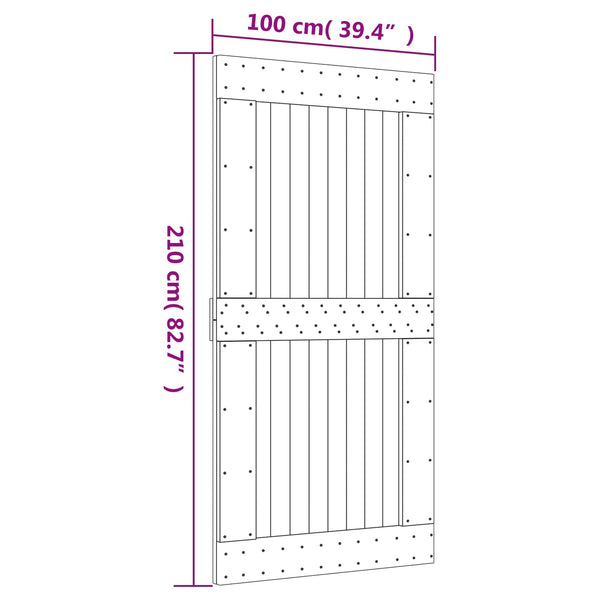 Liukuovi 100 X 210 Cm Massiivinen Mänty (Käsittelemätön)