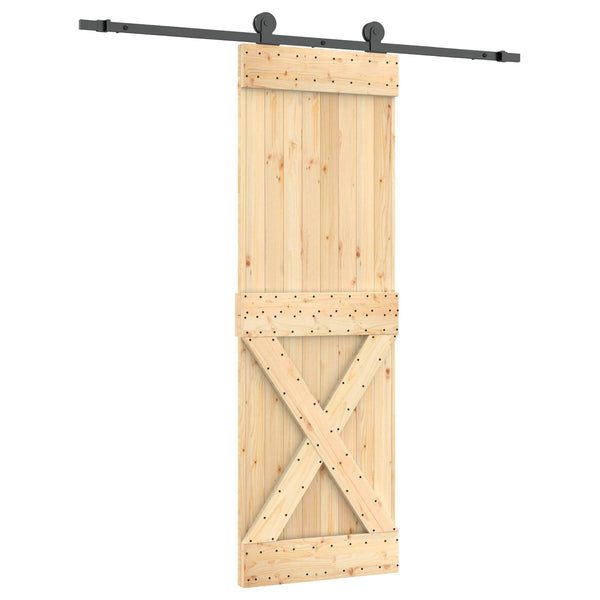 Liukuovi Luonnollinen Ja Musta 70 X 210 Cm Massiivinen Mänty