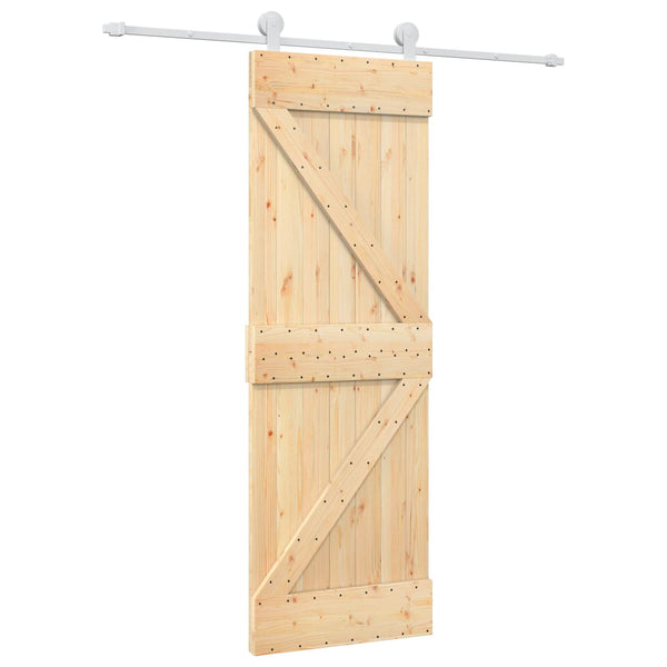 Liukuovi 70 X 210 Cm Massiivinen Mänty (Käsittelemätön)