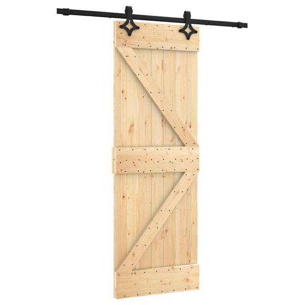 Liukuovi Luonnollinen Ja Musta 70 X 210 Cm Massiivinen Mänty