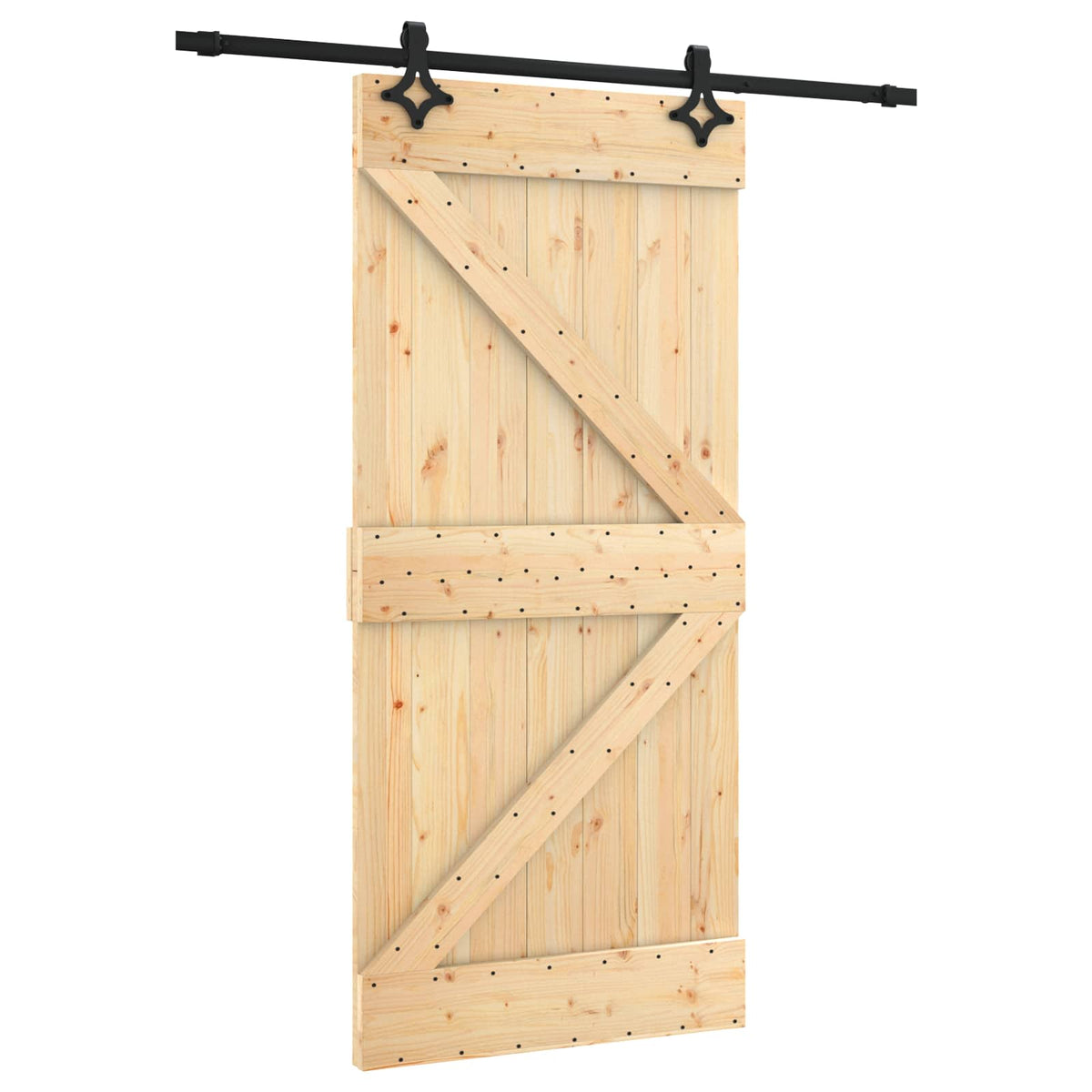 Liukuovi Luonnollinen Ja Musta 95 X 210 Cm Massiivinen Mänty