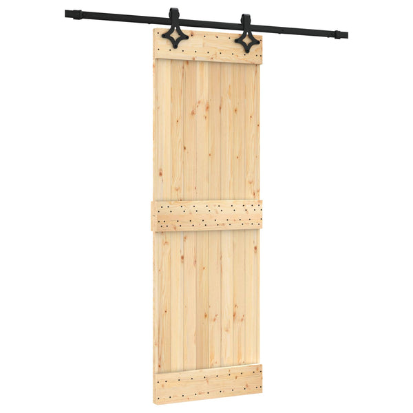 Liukuovi Luonnollinen Ja Musta 70 X 210 Cm Massiivinen Mänty