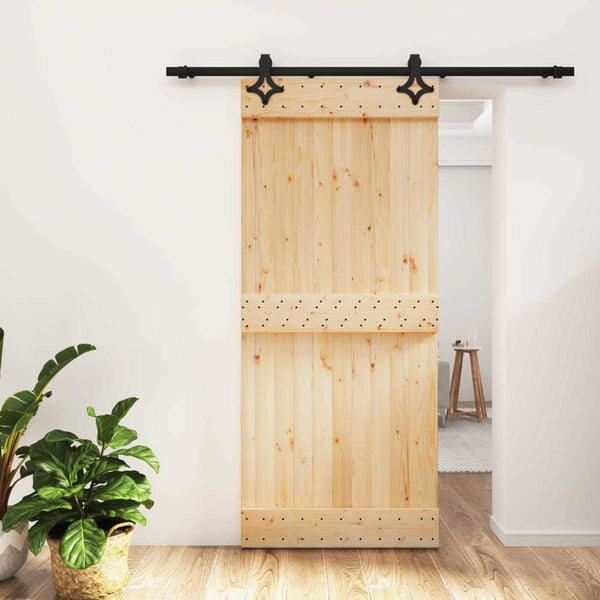 Liukuovi 90 X 210 Cm Massiivinen Mänty (Käsittelemätön)