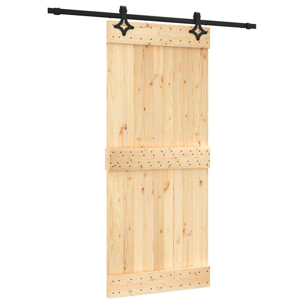 Liukuovi 90 X 210 Cm Massiivinen Mänty (Käsittelemätön)