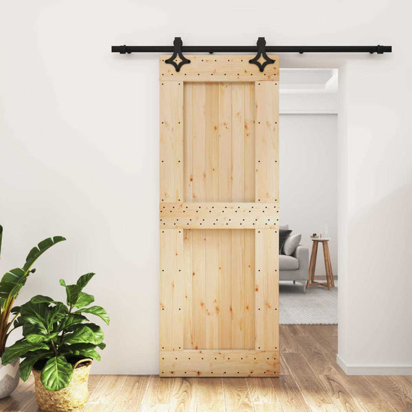 Liukuovi 80 X 210 Cm Massiivinen Mänty (Käsittelemätön)