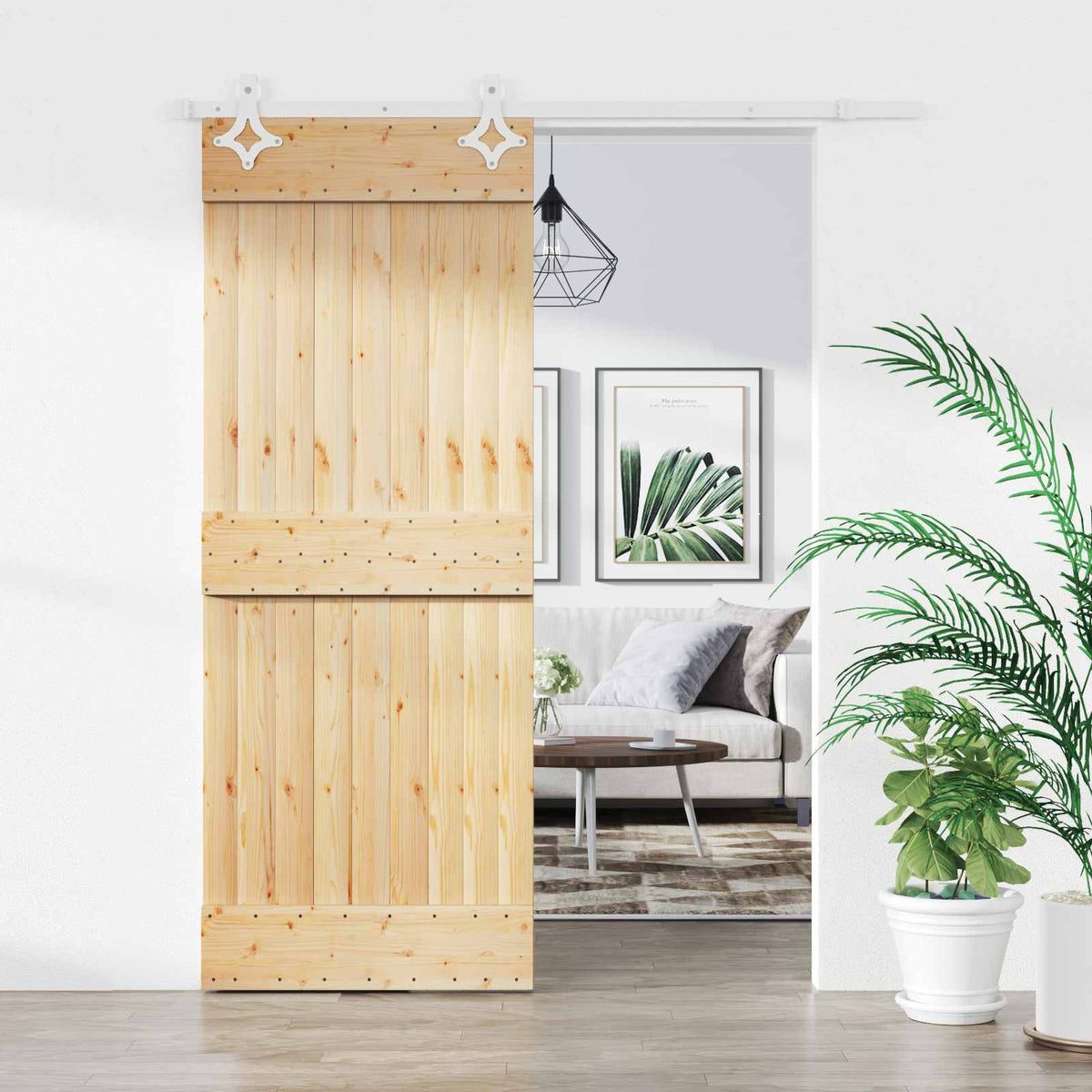 Liukuovi 70 X 210 Cm Massiivinen Mänty (Käsittelemätön)