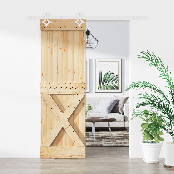 Liukuovi 70 X 210 Cm Massiivinen Mänty (Käsittelemätön)