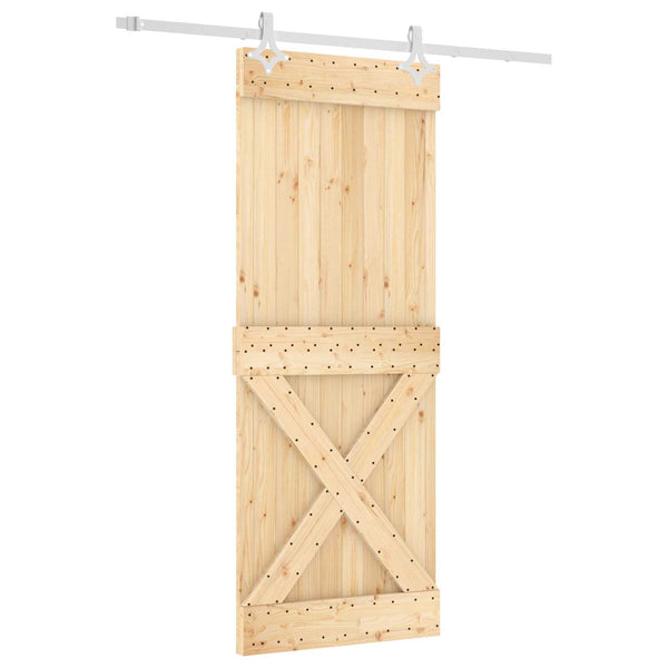 Liukuovi 80 X 210 Cm Massiivinen Mänty (Käsittelemätön)