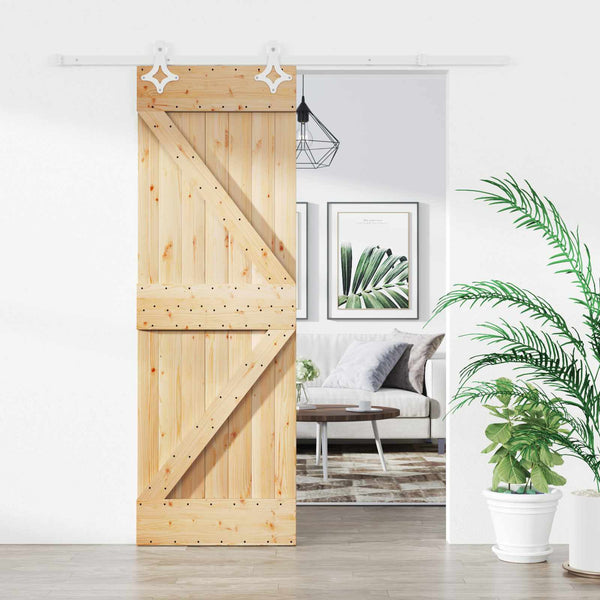 Liukuovi 70 X 210 Cm Massiivinen Mänty (Käsittelemätön)