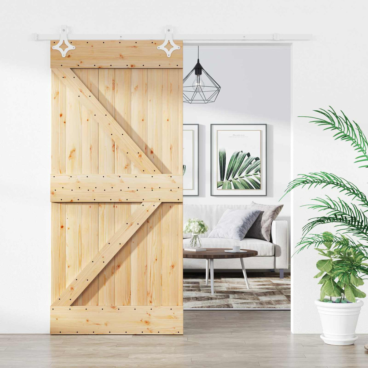 Liukuovi 95 X 210 Cm Massiivinen Mänty (Käsittelemätön)