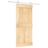 Liukuovi 90 X 210 Cm Massiivinen Mänty (Käsittelemätön)