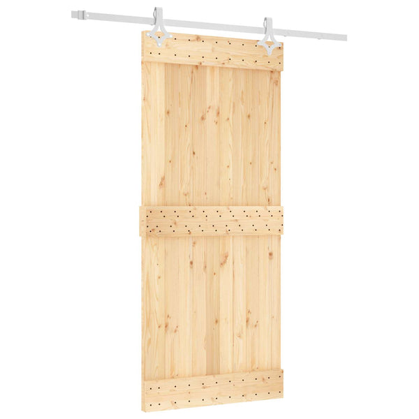 Liukuovi 90 X 210 Cm Massiivinen Mänty (Käsittelemätön)