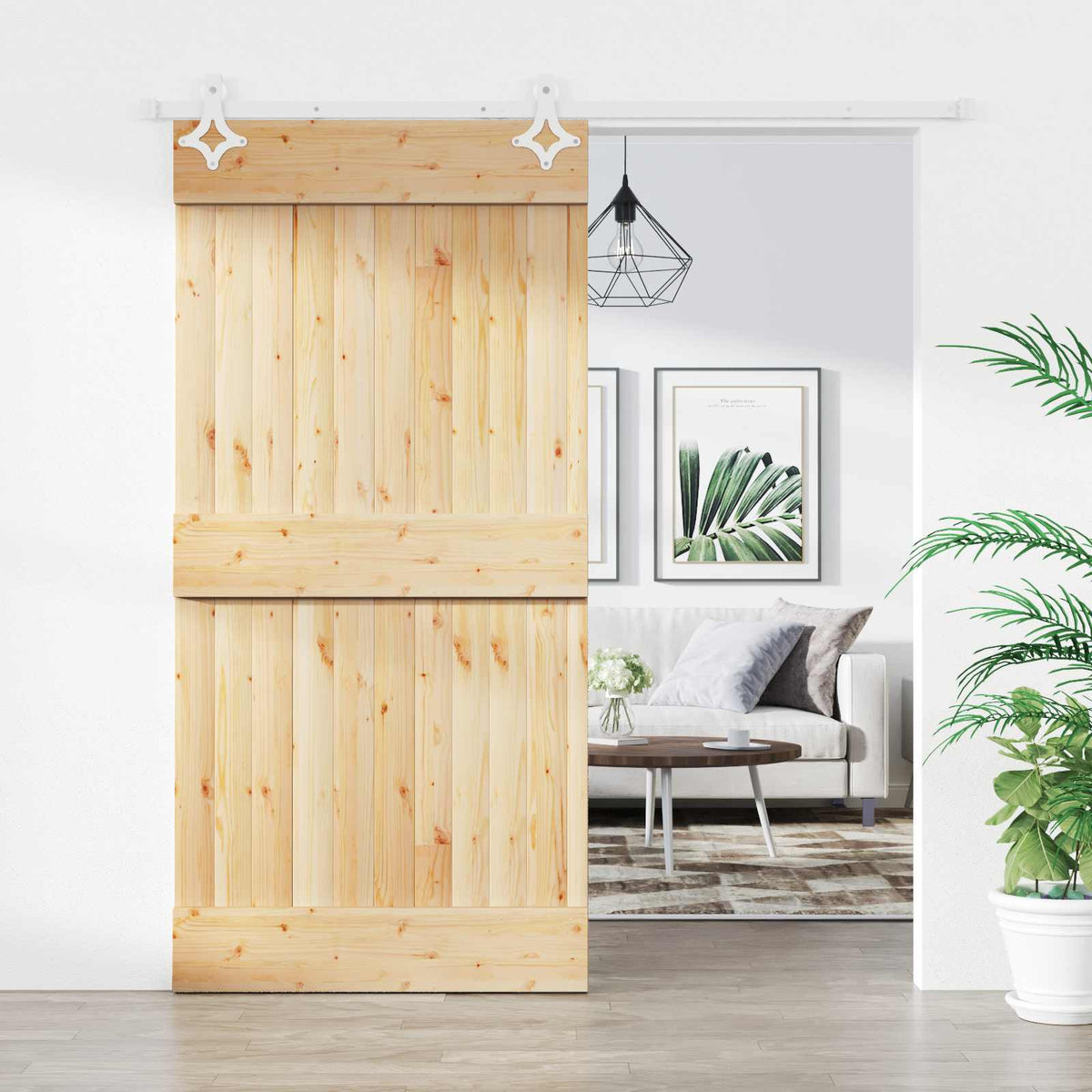 Liukuovi 100 X 210 Cm Massiivinen Mänty (Käsittelemätön)