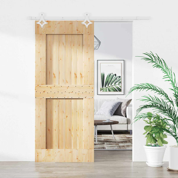 Liukuovi 85 X 210 Cm Massiivinen Mänty (Käsittelemätön)