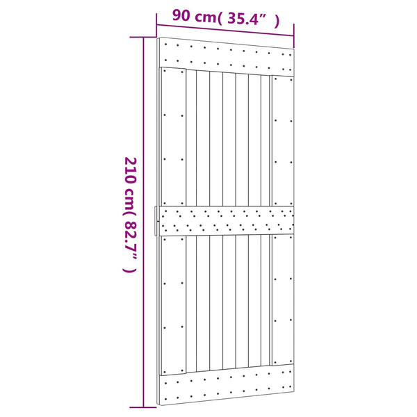 Liukuovi 90 X 210 Cm Massiivinen Mänty (Käsittelemätön)