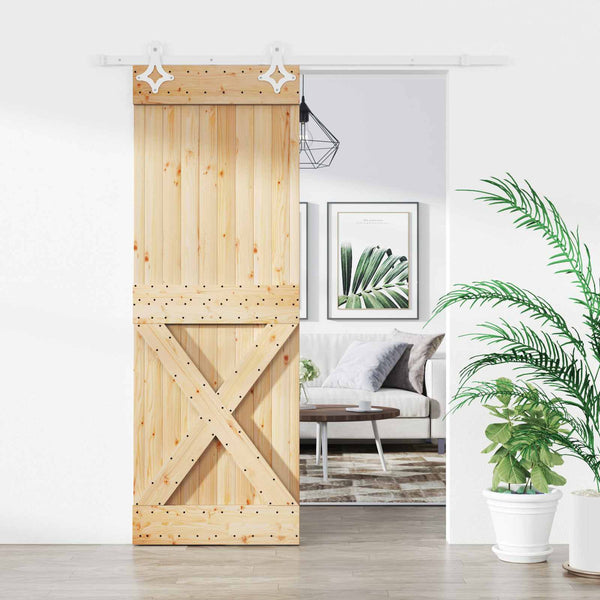 Liukuovi 80 X 210 Cm Massiivinen Mänty (Käsittelemätön)