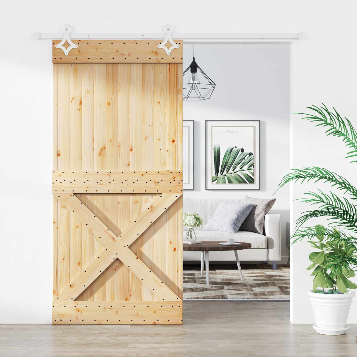 Liukuovi 100 X 210 Cm Massiivinen Mänty (Käsittelemätön)