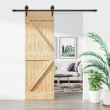 Liukuovi 70 X 210 Cm Massiivinen Mänty (Käsittelemätön)