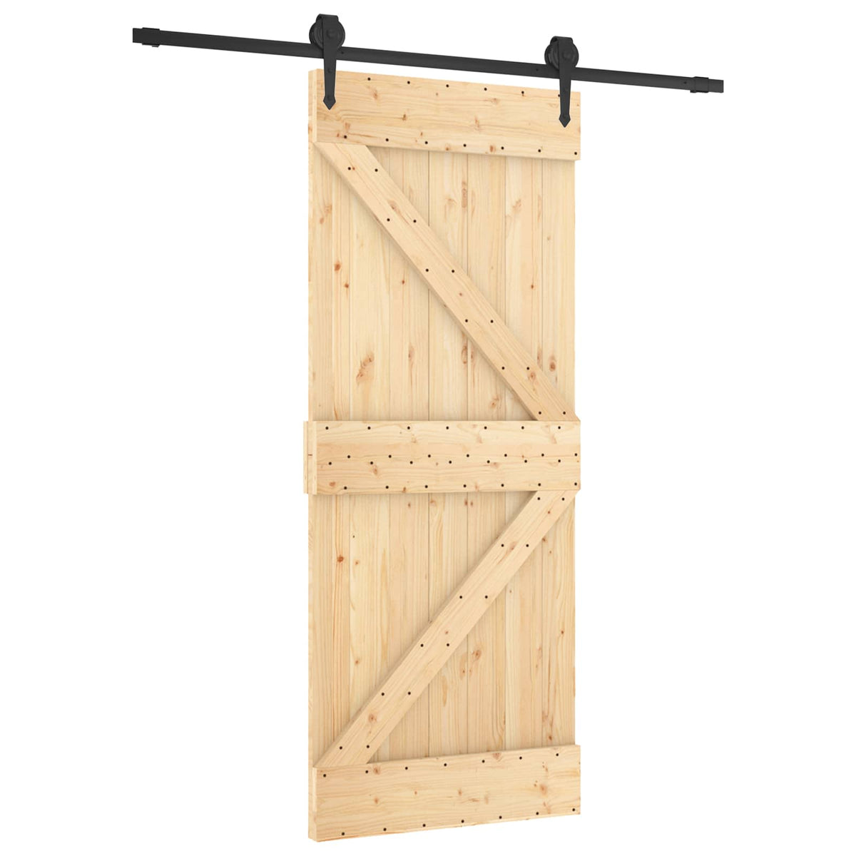 Liukuovi Luonnollinen Ja Musta 85 X 210 Cm Massiivinen Mänty