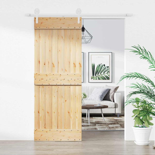 Liukuovi 80 X 210 Cm Massiivinen Mänty (Käsittelemätön)