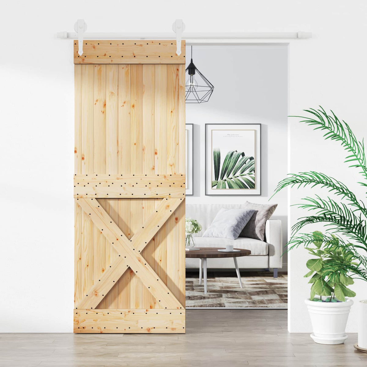 Liukuovi 80 X 210 Cm Massiivinen Mänty (Käsittelemätön)
