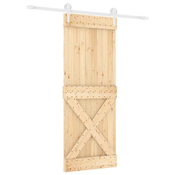 Liukuovi 80 X 210 Cm Massiivinen Mänty (Käsittelemätön)